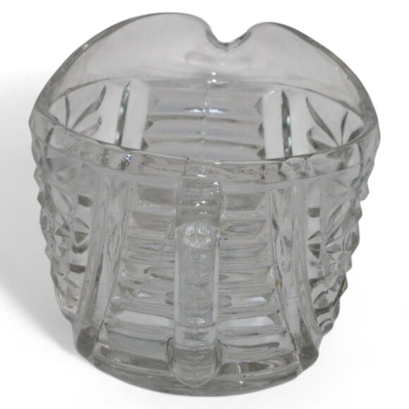 Vintage Pressed Glass Creamer With Starburst Pattern & Ribbed Handle - Picture 4 of 5